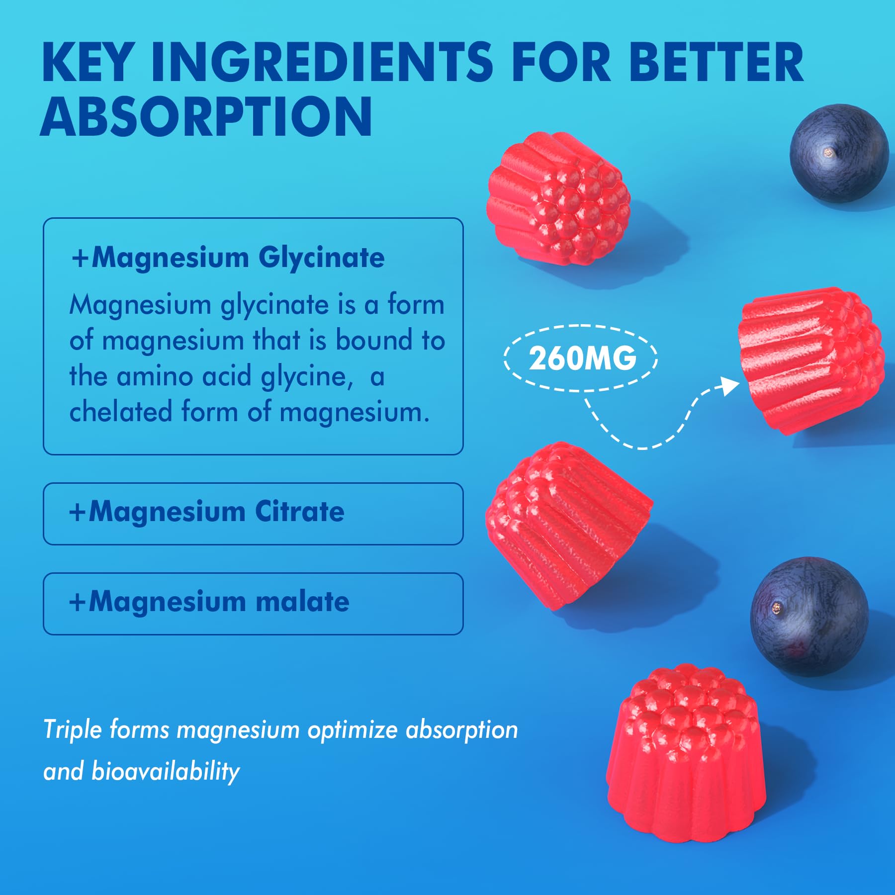 Magnesium Gummies - Triple Magnesium Complex, Magnesium Glycinate Gummies | Magnesium Glycinate, Malate, Citrate w/ D3 B6 B12, for Calm - PrimeBioHealth - canada supplements