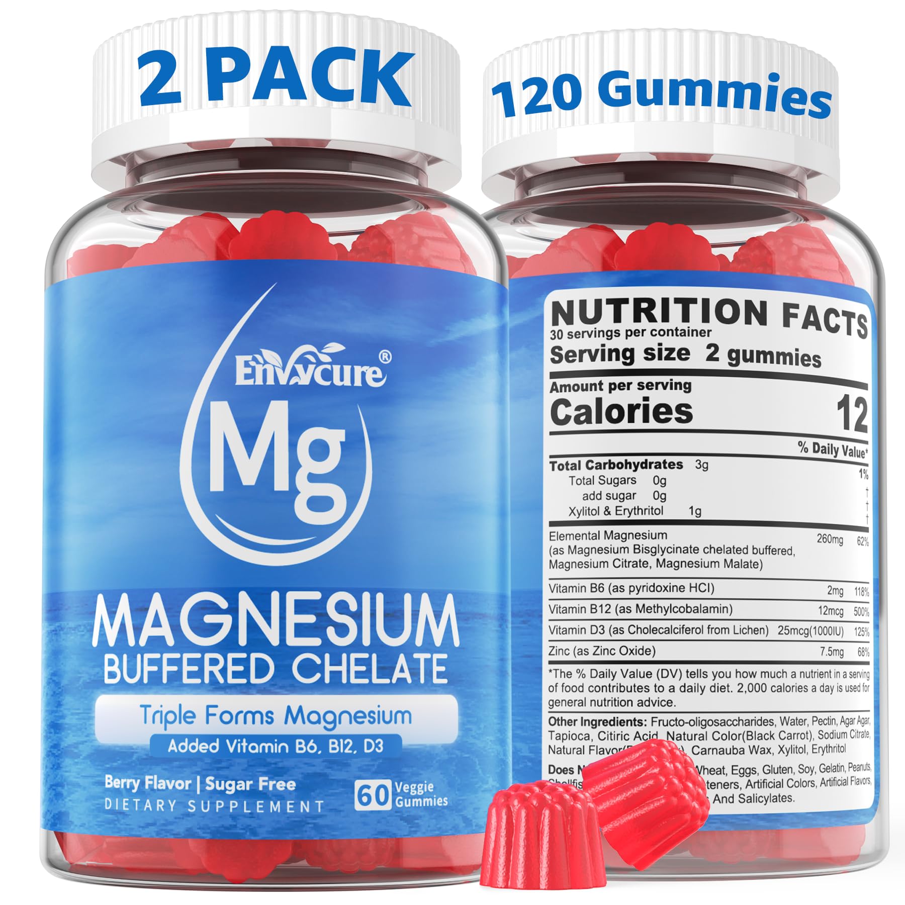 Magnesium Gummies - Triple Magnesium Complex, Magnesium Glycinate Gummies | Magnesium Glycinate, Malate, Citrate w/ D3 B6 B12, for Calm - PrimeBioHealth - canada supplements