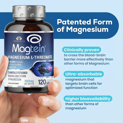 Magnesium L Threonate, Magtein, Brain Supplement for Memory, Focus, Sleep and Cognitive Support, High Absorption Magnesium L-Threonate, Non-GMO - PrimeBioHealth - canada supplements