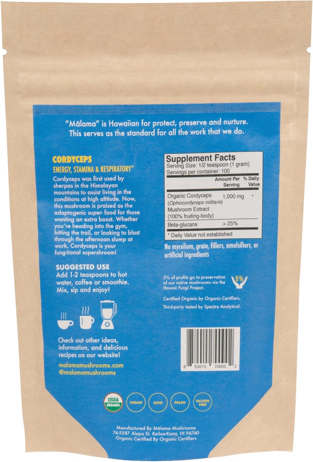 Malama All-Day Vitality Bundle – Lion’s Mane, Cordyceps & Reishi Mushroom Extract Powders – Organic Adaptogenic Superfood Trio for Focus, Energy & Relaxation – Vegan Supplements 3.5 oz (3-Pack) - PrimeBioHealth - canada supplements