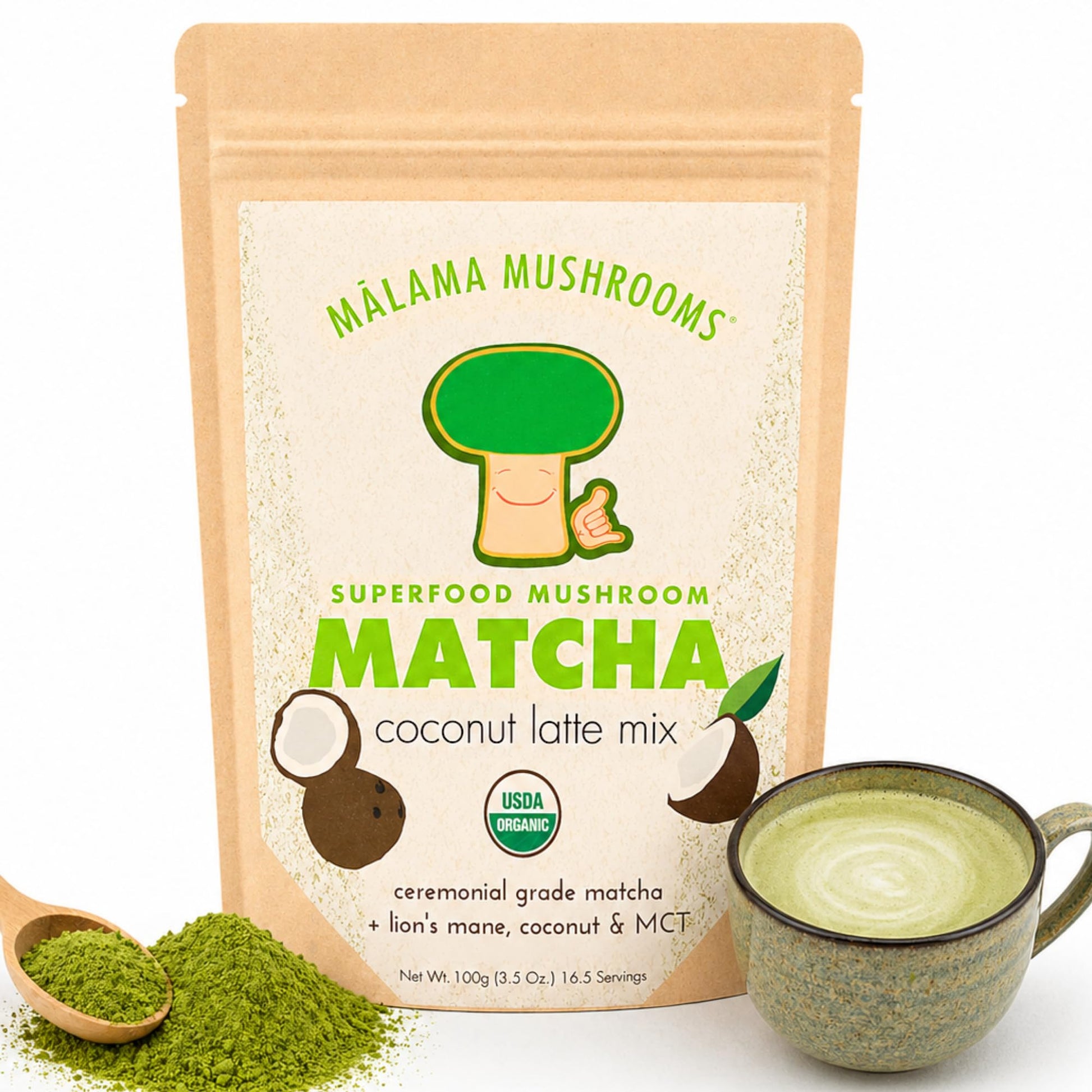Malama Ceremonial Grade Matcha Powder - Premium Japanese Matcha Green Tea Powder with Organic Lion’s Mane Extract - Organic, Gluten-Free, Vegan, & Unsweetened (2.1 oz) for Energy & Focus - PrimeBioHealth - canada supplements
