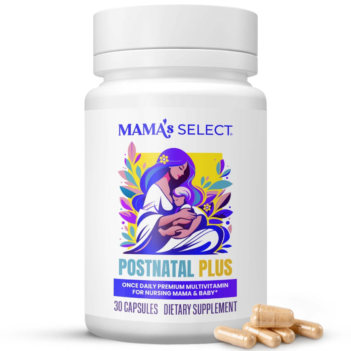 Mama's Select Postnatal Vitamins – Boosts Hair Recovery, Milk Supply, & Wellness – Allergen-Free, Vegan, MTHFR Friendly, Methylated Folate & B Vitamins, - PrimeBioHealth - canada supplements