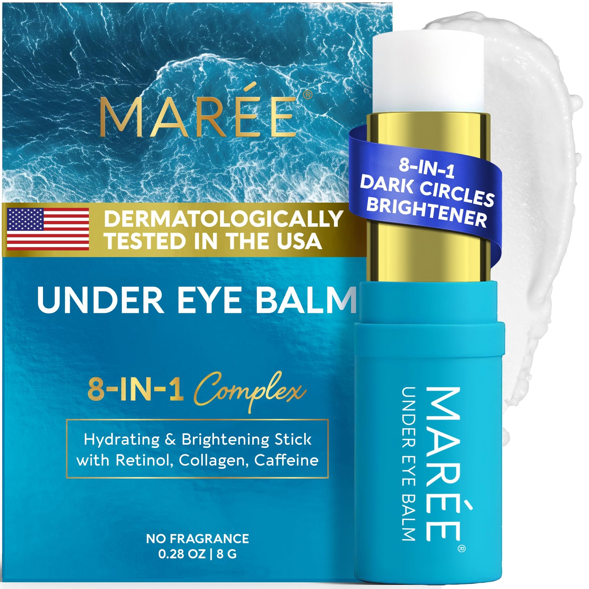MAREE Under Eye Balm Stick Hydrating – Retinol Caffeine Under Eye Brightener Stick for Older Women – Collagen Undereye Cream - PrimeBioHealth - canada supplements