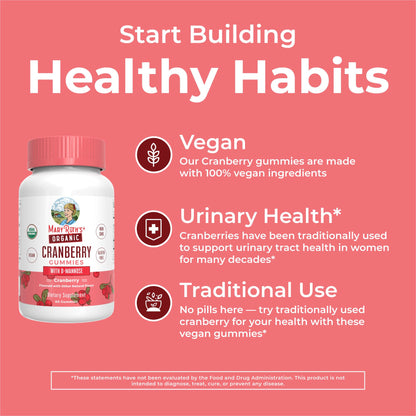 MaryRuth Organics Organic Cranberry Gummies - 500mg Supplement | Urinary Tract Health for Women | with D Mannose | Traditional Use - PrimeBioHealth - canada supplements