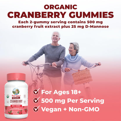 MaryRuth Organics Organic Cranberry Gummies - 500mg Supplement | Urinary Tract Health for Women | with D Mannose | Traditional Use - PrimeBioHealth - canada supplements