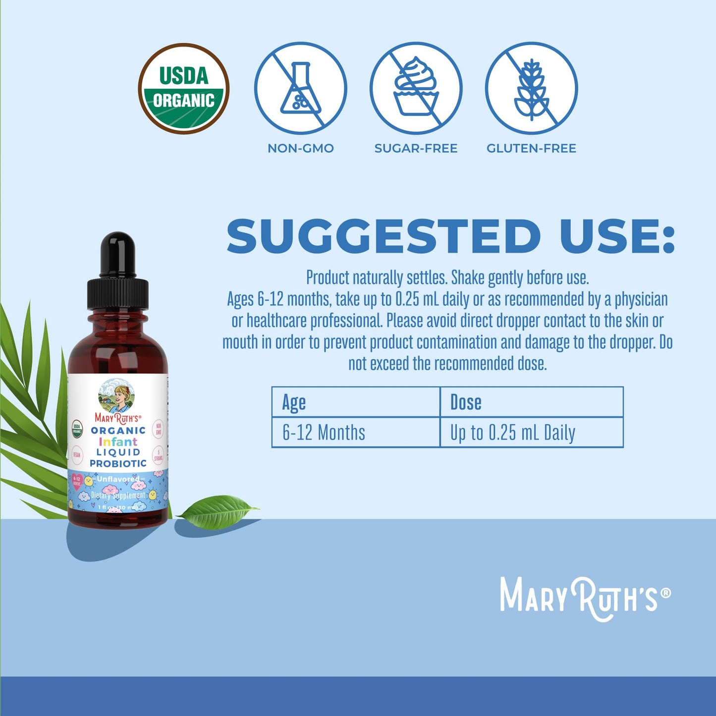 MaryRuth Organics USDA Organic Infant Liquid Probiotic Drops | Baby Essentials | Probiotics for Infants | Baby Probiotic Drops - PrimeBioHealth - canada supplements