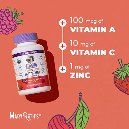 MARYRUTH'S Organic Toddler Multivitamin Gummies | Ages 4+ | Vitamin A, C, D, E, B6, B12, Biotin, Iodine, Zinc | Immunity | Bone & Teeth Health - PrimeBioHealth - canada supplements