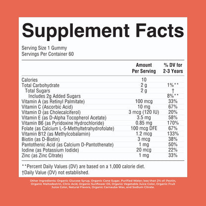 MARYRUTH'S Organic Toddler Multivitamin Gummies | Ages 4+ | Vitamin A, C, D, E, B6, B12, Biotin, Iodine, Zinc | Immunity | Bone & Teeth Health - PrimeBioHealth - canada supplements