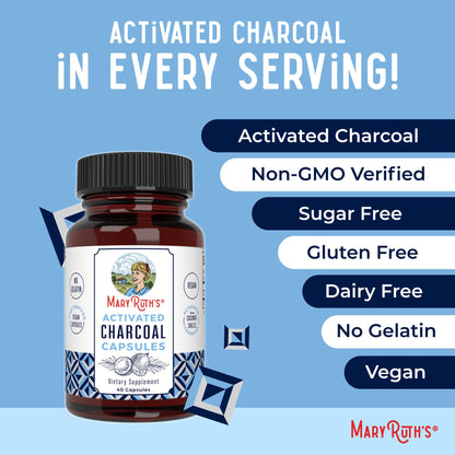 MARYRUTH'S Organics Activated Charcoal Capsules | Substance Adsorption | Derived from Coconut Shells | Vegan Capsules from Pine Trees - PrimeBioHealth - canada supplements
