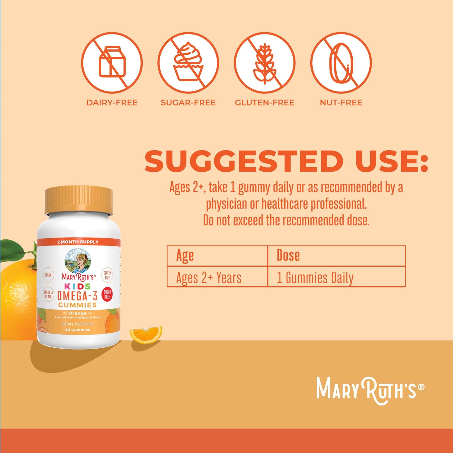 MARYRUTH'S Vegan Omega 3 Gummies for Kids 2+, 2 Month Supply, Sugar Free, Omega 3 Supplement with Vitamin C, Flaxseed Oil, Immune Support - PrimeBioHealth - canada supplements