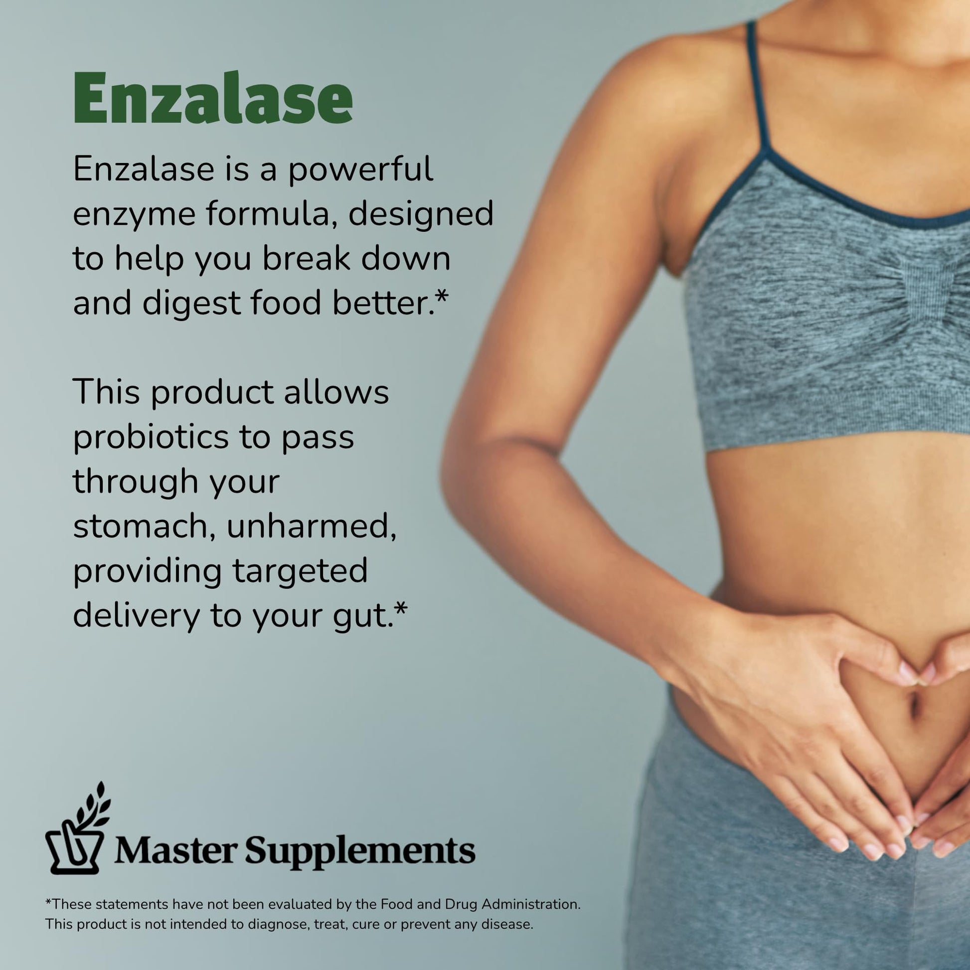 Master Supplements Enzalase - 50 Capsules - Probiotic Compatible Enzymes - Provides Digestive Boost + Gas & Bloating Relief - Gluten Free - 50 Servings - PrimeBioHealth - canada supplements