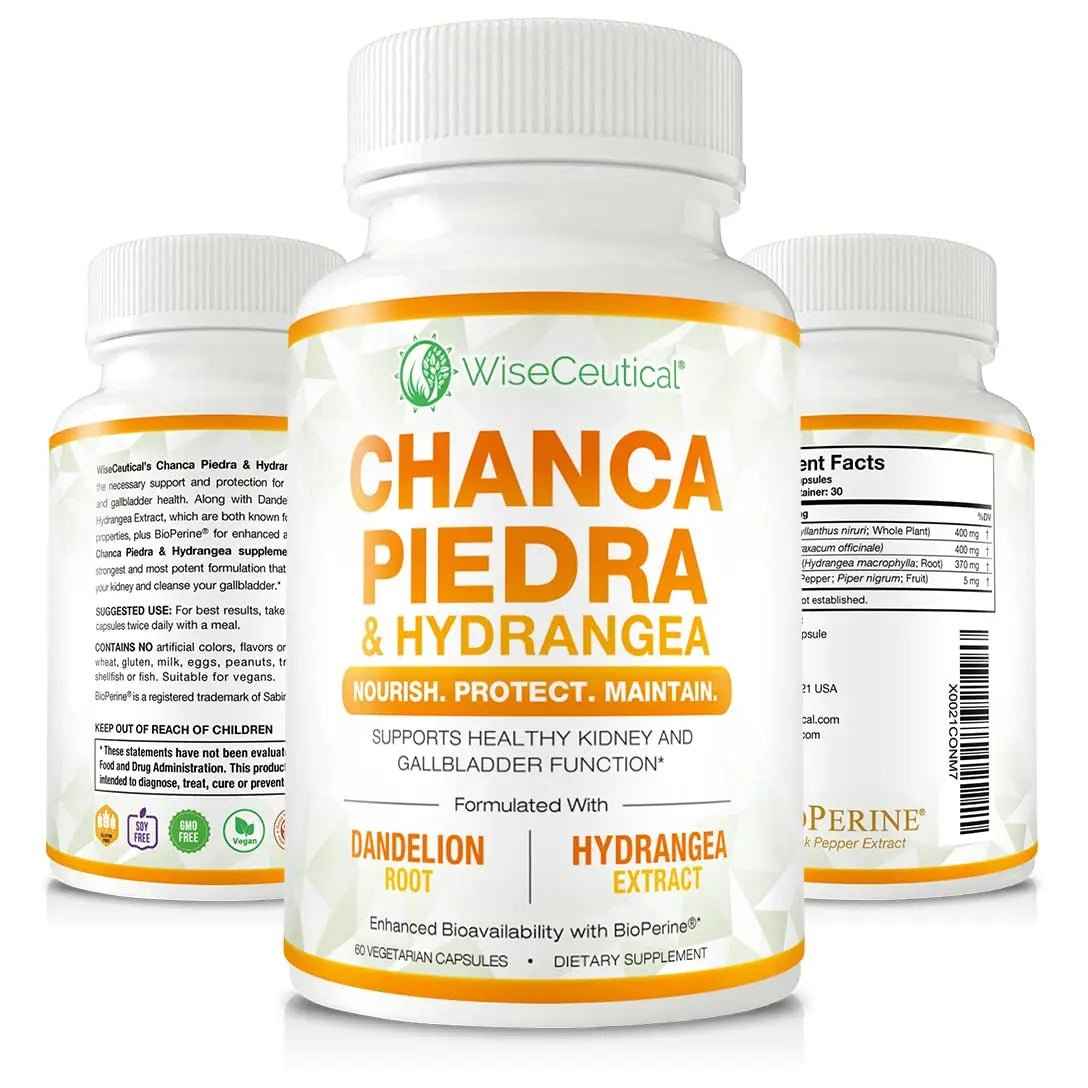 Max Strength Chanca Piedra, Hydrangea & Dandelion Root - Natural Kidney & Gallbladder Formula - Stone Breaker, Flush Impurities, Cleanse Urinary Tract - Enhanced with BioPerine. 60 Veggie Capsules.
