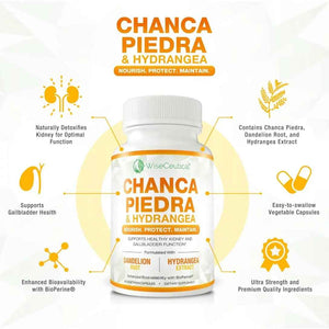 Max Strength Chanca Piedra, Hydrangea & Dandelion Root - Natural Kidney & Gallbladder Formula - Stone Breaker, Flush Impurities, Cleanse Urinary Tract - Enhanced with BioPerine. 60 Veggie Capsules.