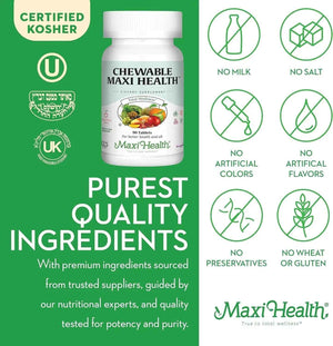 Maxi Health Chewable Multivitamin for Kids, Teens and Adults - Cherry Chewable Vitamins for Adults & Children