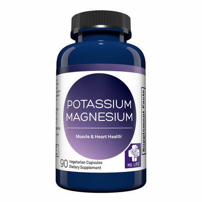 MD. Life Potassium Magnesium Supplement - 90 Capsules - Magnesium Potassium Supplement - High Absorption Complex - PrimeBioHealth - canada supplements
