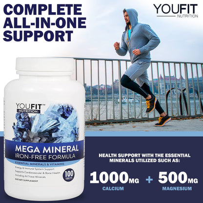 Mega Minerals Supplement by Youfit Nutrition | Trace Minerals | Premium Formula with Source of Minerals and Immune Health Support | Iron Free | All in One - PrimeBioHealth - canada supplements