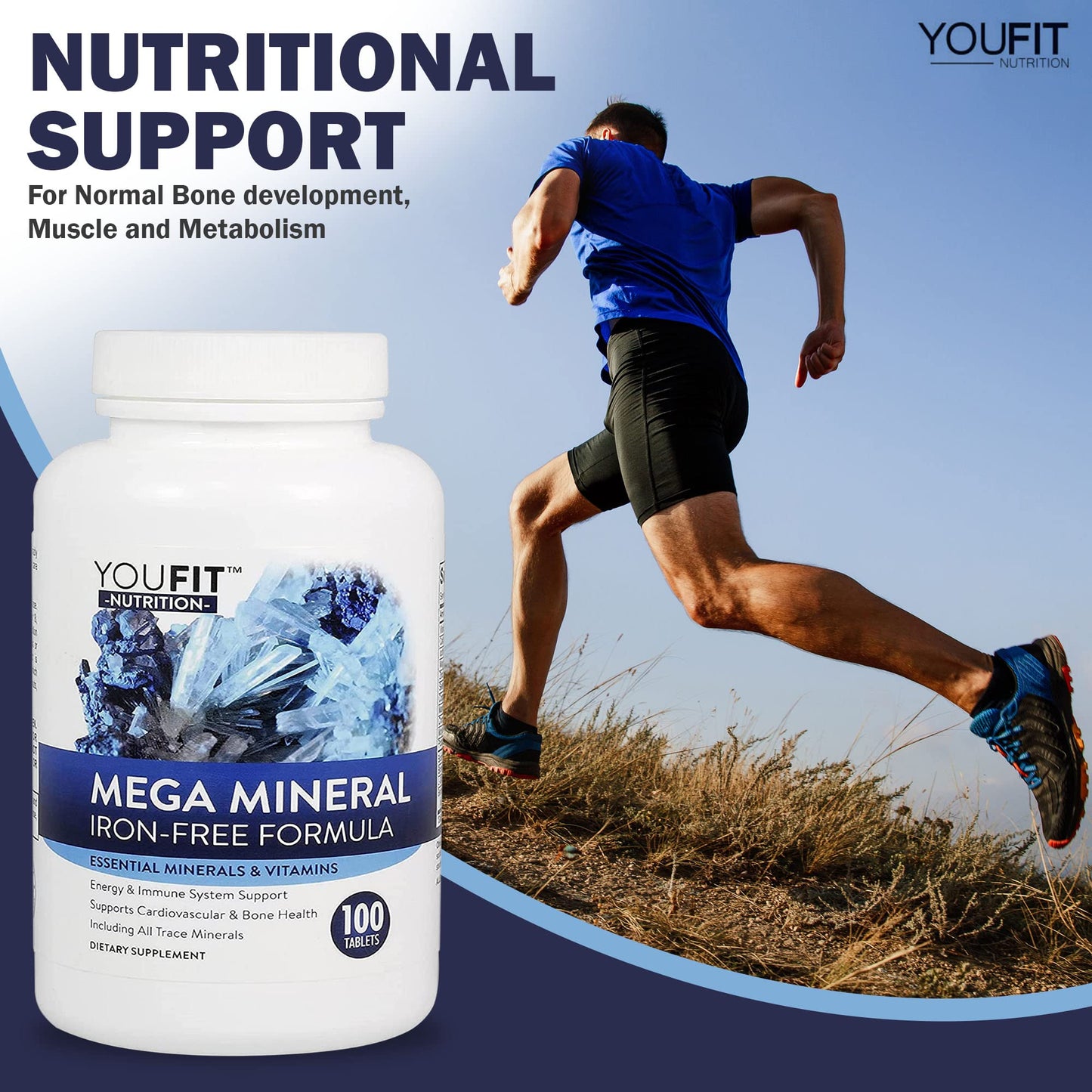 Mega Minerals Supplement by Youfit Nutrition | Trace Minerals | Premium Formula with Source of Minerals and Immune Health Support | Iron Free | All in One - PrimeBioHealth - canada supplements