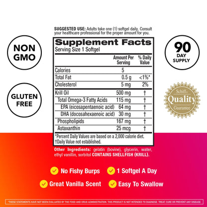 MegaRed Antarctic Krill Oil 500mg Omega 3 Fatty Acid Supplement, Extra Strength EPA & DHA Krill Oil Softgels (90cnt Box), Astaxanthin - PrimeBioHealth - canada supplements
