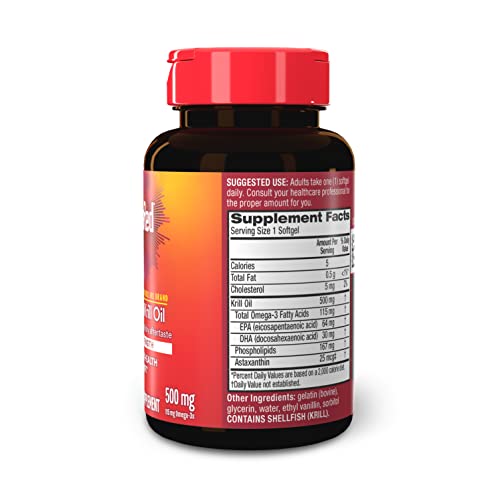 MegaRed Antarctic Krill Oil 500mg Omega 3 Fatty Acid Supplement, Extra Strength EPA & DHA Krill Oil Softgels (90cnt Box), Astaxanthin - PrimeBioHealth - canada supplements