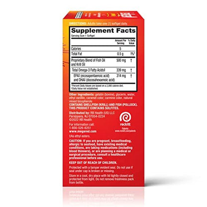 Megared Omega-3 Fish Oil + High Absorption Krill Oil 500mg Softgels, MegaRed Advanced 4in1 (80 count in a bottle) Concentrated Omega-3 Fish - PrimeBioHealth - canada supplements