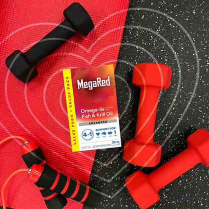 Megared Omega-3 Fish Oil + High Absorption Krill Oil 500mg Softgels, MegaRed Advanced 4in1 (80 count in a bottle) Concentrated Omega-3 Fish - PrimeBioHealth - canada supplements