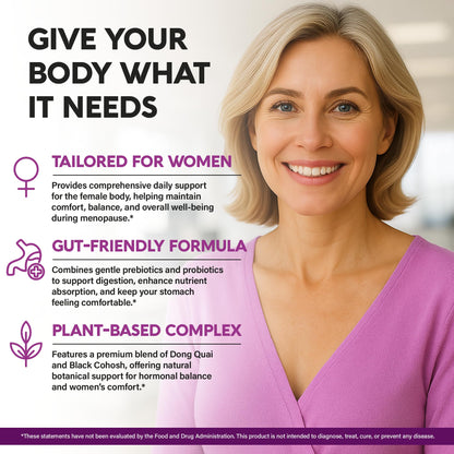 Menopause Supplements for Women - Dong Quai, Black Cohosh, Pre & Probiotics - Sweats & Hot Flashes Relief - Digestion, Sleep & Mood Support - 25-in-1 Perimenopause Complex - PrimeBioHealth - canada supplements