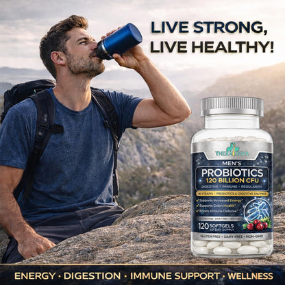 Men’s Advanced Probiotics 120 Billion CFU - 36 Strains + Prebiotics, Enzymes & Veggie Blend for Gut, Immune & Colon Health - 2 Month Supply, 120 Softgels - PrimeBioHealth - canada supplements