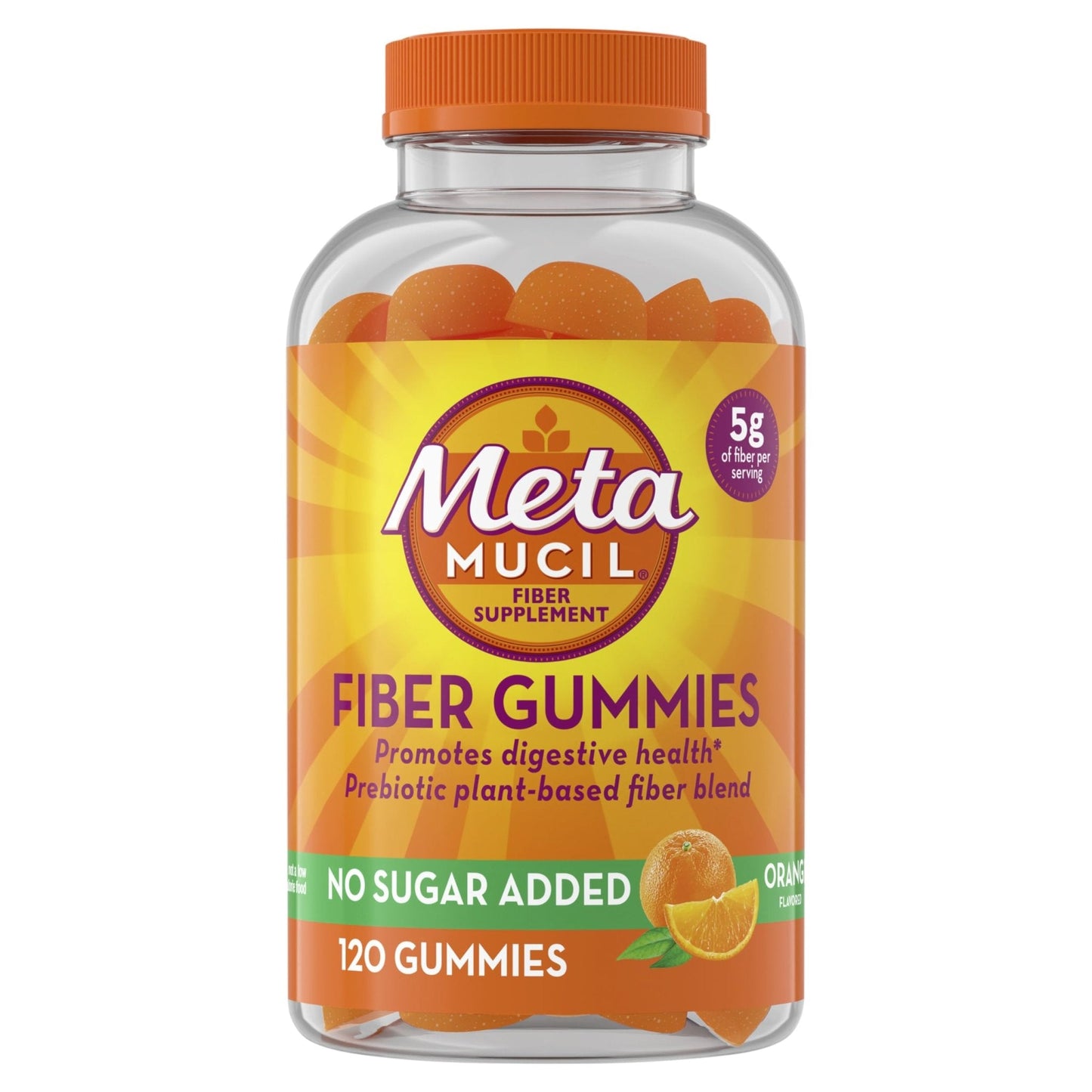 Metamucil Fiber Gummies for Adults, No Sugar Added Orange Flavor, 5g Prebiotic Plant Based Fiber Supplement Blend, 120 Count - PrimeBioHealth - canada supplements