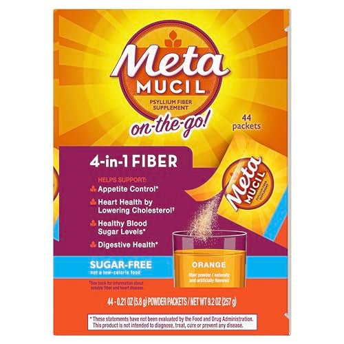 Metamucil On-the-Go Packets, Sugar-Free, 44 Packets, 4-in-1 Psyllium Husk Fiber Supplement, Orange Flavored, Individual Servings Great for Travel - PrimeBioHealth - canada supplements