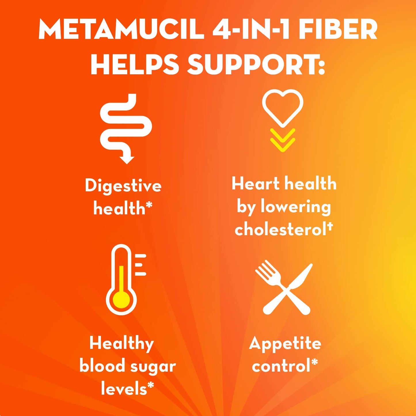Metamucil On-the-Go Packets, Sugar-Free, 44 Packets, 4-in-1 Psyllium Husk Fiber Supplement, Orange Flavored, Individual Servings Great for Travel - PrimeBioHealth - canada supplements