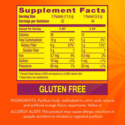 Metamucil On-the-Go Packets, Sugar-Free, 44 Packets, 4-in-1 Psyllium Husk Fiber Supplement, Orange Flavored, Individual Servings Great for Travel - PrimeBioHealth - canada supplements