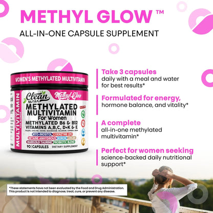 Methylated Multivitamin for Women Vitamins B6 Methyl B12 A B C D K E Folate Choline Omega 3 Thiamine Riboflavin Iron - PrimeBioHealth - canada supplements