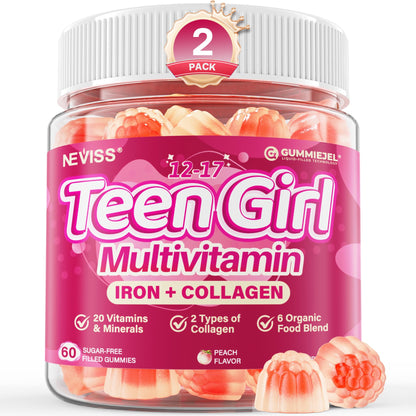 Methylated Multivitamin Gummies for Teen Girls 12-17, Methylfolate, Iron, Collagen, D3 K2, Magnesium, Zinc, Daily Vitamins A C E, B Complex for Teenager Growth, Skin, Bone, Energy - Sugar Free, 60 Cts - PrimeBioHealth - canada supplements
