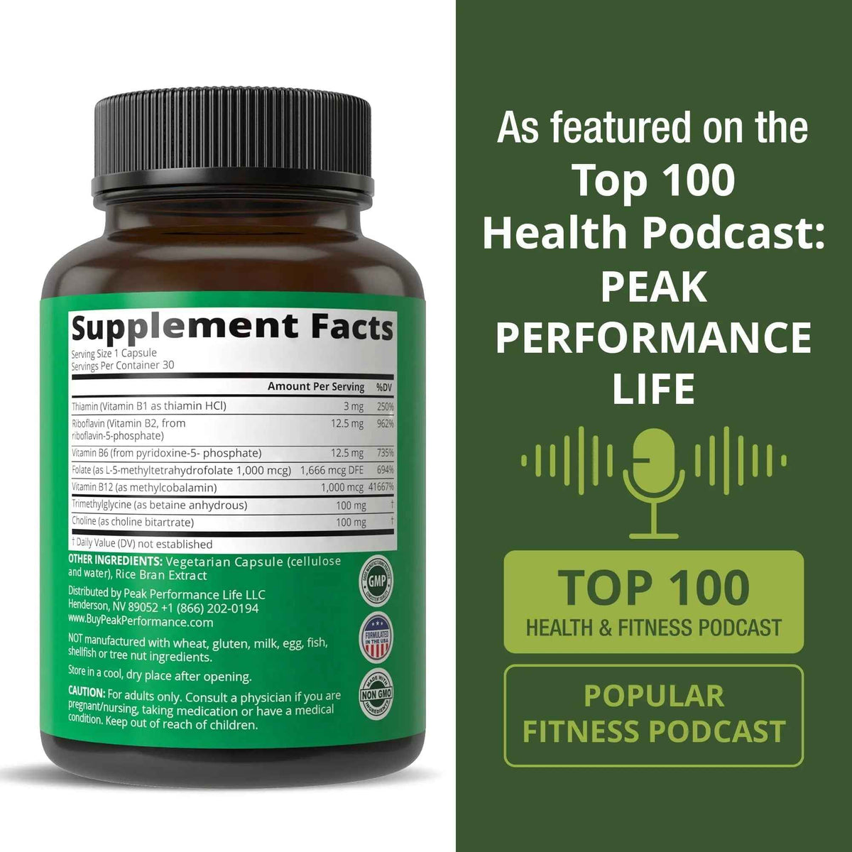 Methylated Multivitamin + Methylated B Complex Supplement. With Trimethylglycine (TMG), L Methylfolate, Methyl B12 + B1 + B2 + B6 Vitamins + Choline