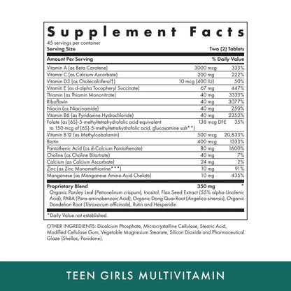 MICHAEL'S Health Naturopathic Programs Teen Girls Multivitamin - 90 Vegetarian Tablets - with B Complex Vitamins