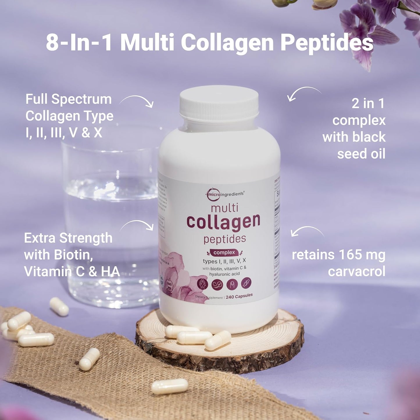 Micro Ingredients 8-in-1 Multi Collagen Pills & Mega Probiotics 200 Billion CFU Veggie Capsules | 2 Pack Bundle | Hydrolyzed Peptides + Hyaluronic Acid & Vitamin C | 40 Strains + Inulin & Bromelain - PrimeBioHealth - canada supplements