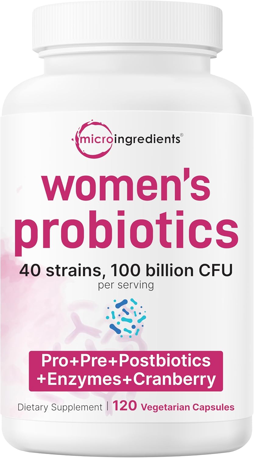 Micro Ingredients 8-in-1 Multi Collagen Powder & Women’s Probiotics 100 Billion CFU Veggie Capsules | 2 Pack | Hydrolyzed Peptides + Hyaluronic Acid & Vitamin C | 40 Strains + Cranberry & D-Mannose - PrimeBioHealth - canada supplements