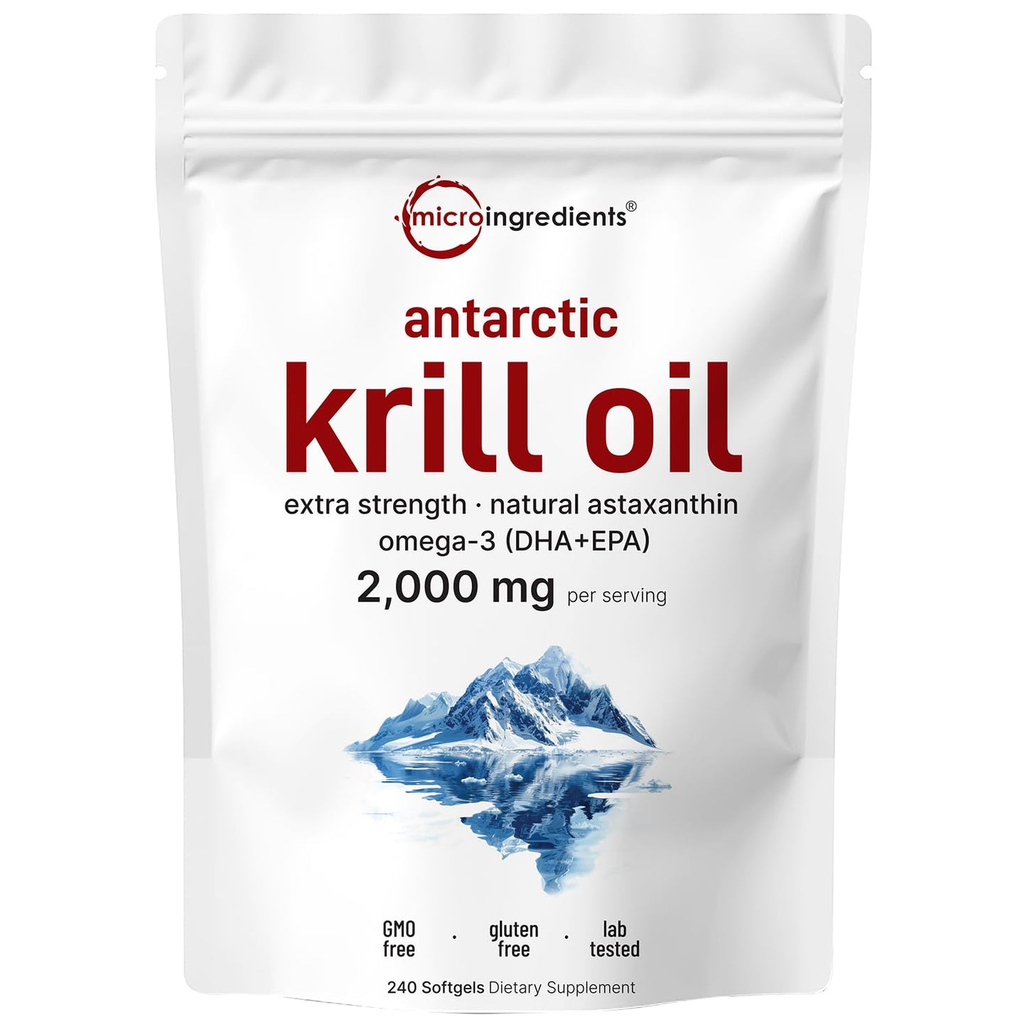 Micro Ingredients Antarctic Krill Oil Supplement, 2,000mg Per Serving, 240 Softgels, Triple Strength, Rich in Omega-3s EPA, DHA & Natural Astaxanthin - PrimeBioHealth - canada supplements