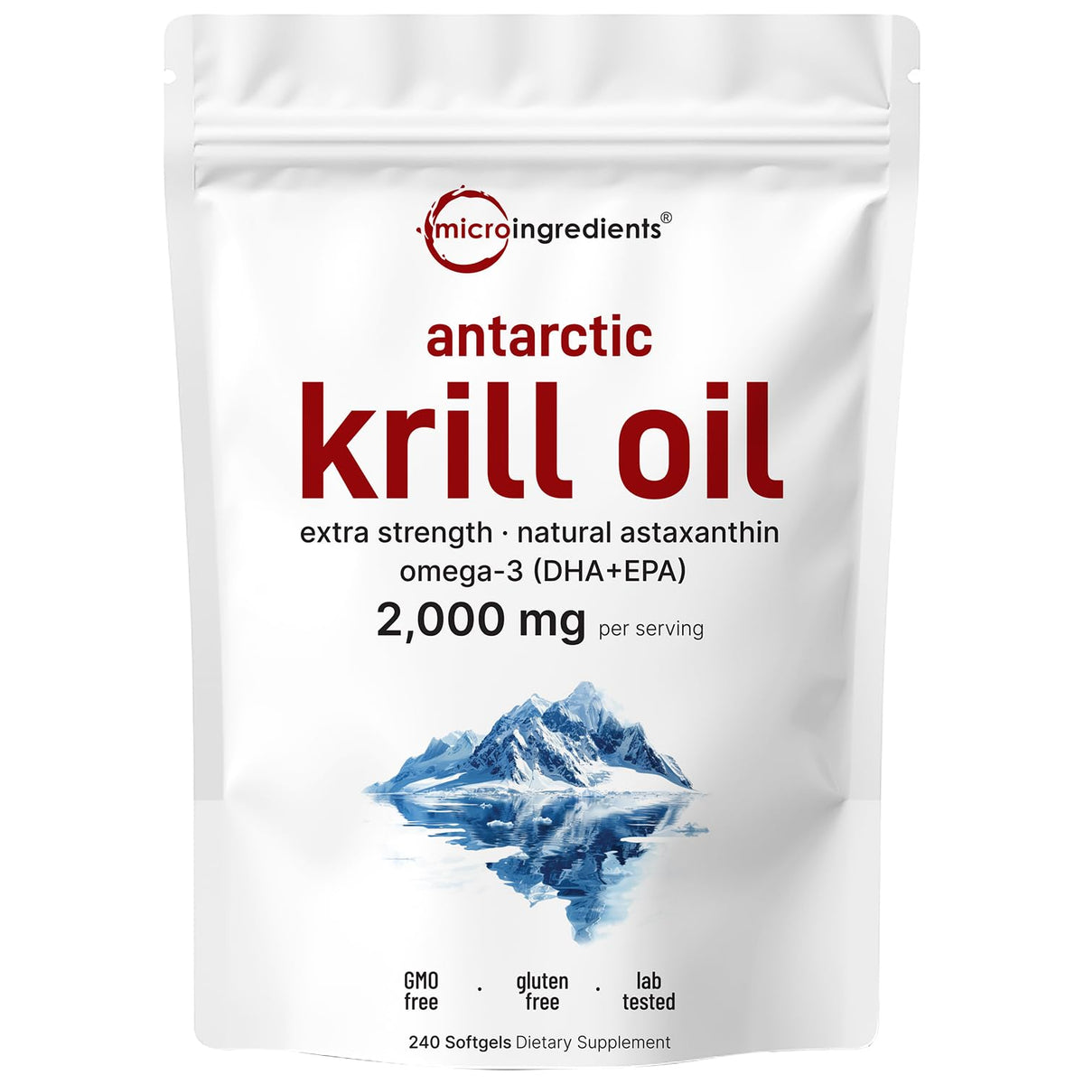 Micro Ingredients Antarctic Krill Oil Supplement, 2,000mg Per Serving, 240 Softgels, Triple Strength, Rich in Omega-3s EPA, DHA & Natural Astaxanthin - PrimeBioHealth - canada supplements