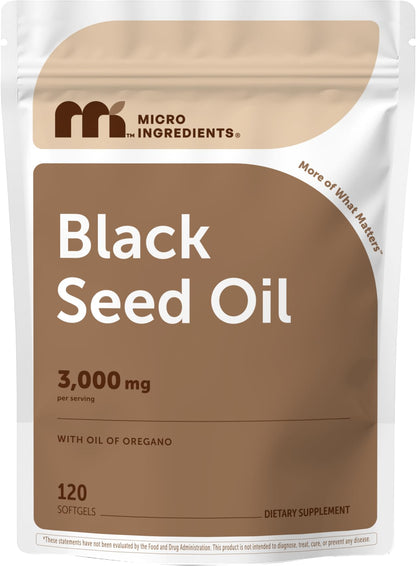 Micro Ingredients Black Seed Oil Softgels, 3,000mg, 240 Count | 2-in-1 Formula with Oil of Oregano, Carvacrol & Thymoquinone | Plant Based, Non-GMO - PrimeBioHealth - canada supplements