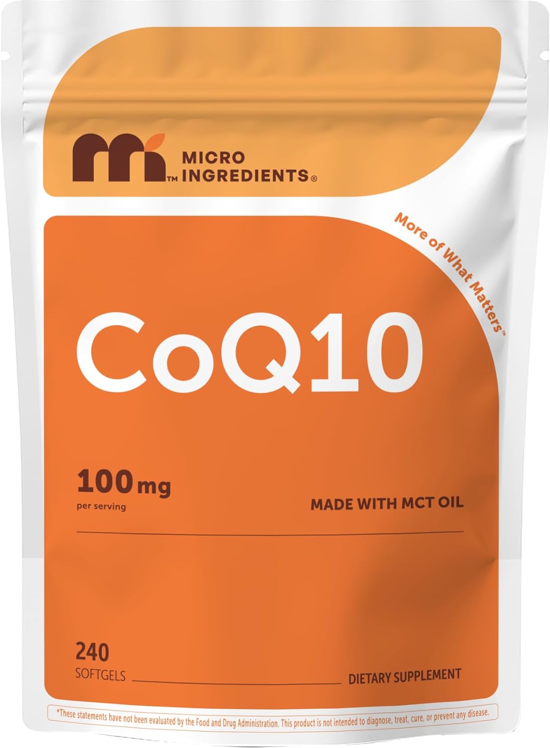 Micro Ingredients CoQ10 100 mg Per Serving, 240 Softgels | Coenzyme Q10 (Ubiquinone) Supplement | Made with MCT Oil | Non-GMO, Gluten Free - PrimeBioHealth - canada supplements