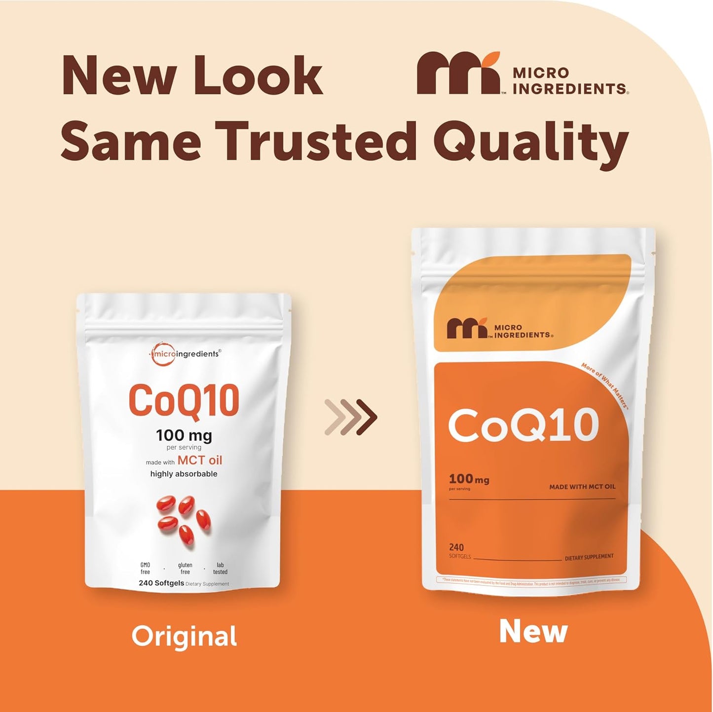 Micro Ingredients CoQ10 100 mg Per Serving, 240 Softgels | Coenzyme Q10 (Ubiquinone) Supplement | Made with MCT Oil | Non-GMO, Gluten Free - PrimeBioHealth - canada supplements