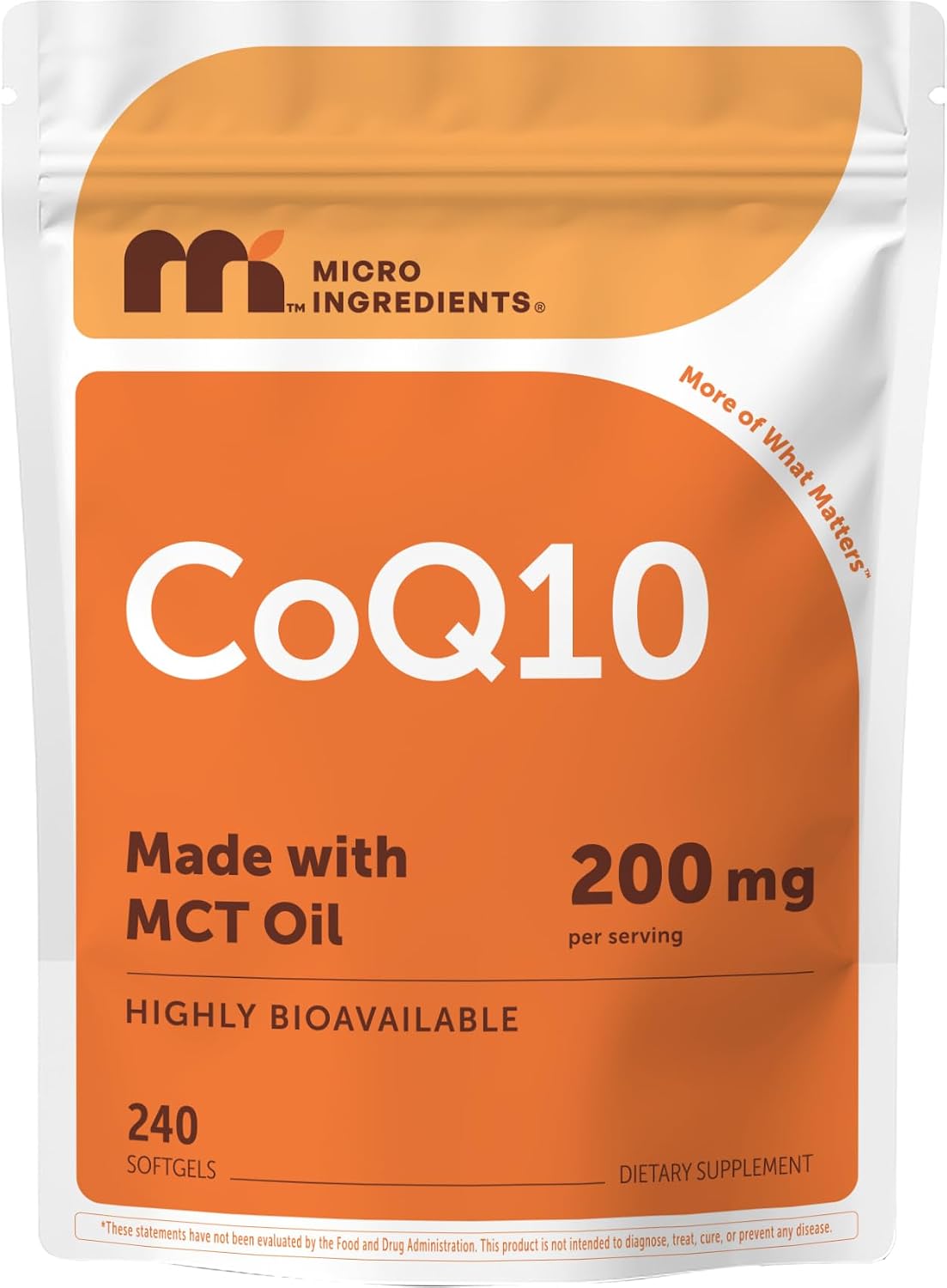 Micro Ingredients CoQ10 200mg Per Serving, 240 Softgels | Made with Coconut MCT Oil | Coenzyme Q10 (Ubiquinone) | Non-GMO - PrimeBioHealth - canada supplements