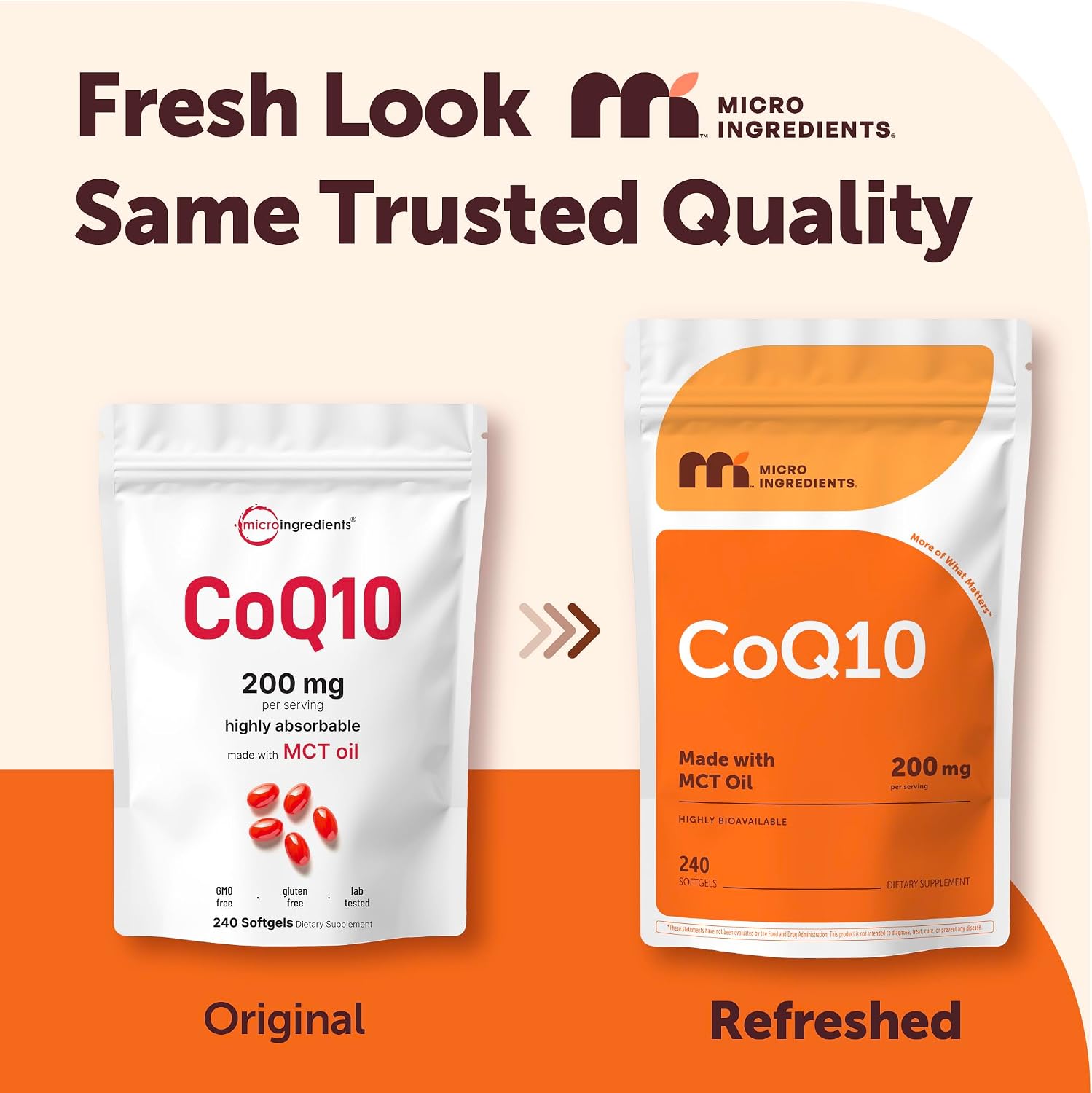 Micro Ingredients CoQ10 200mg Per Serving, 240 Softgels | Made with Coconut MCT Oil | Coenzyme Q10 (Ubiquinone) | Non-GMO - PrimeBioHealth - canada supplements
