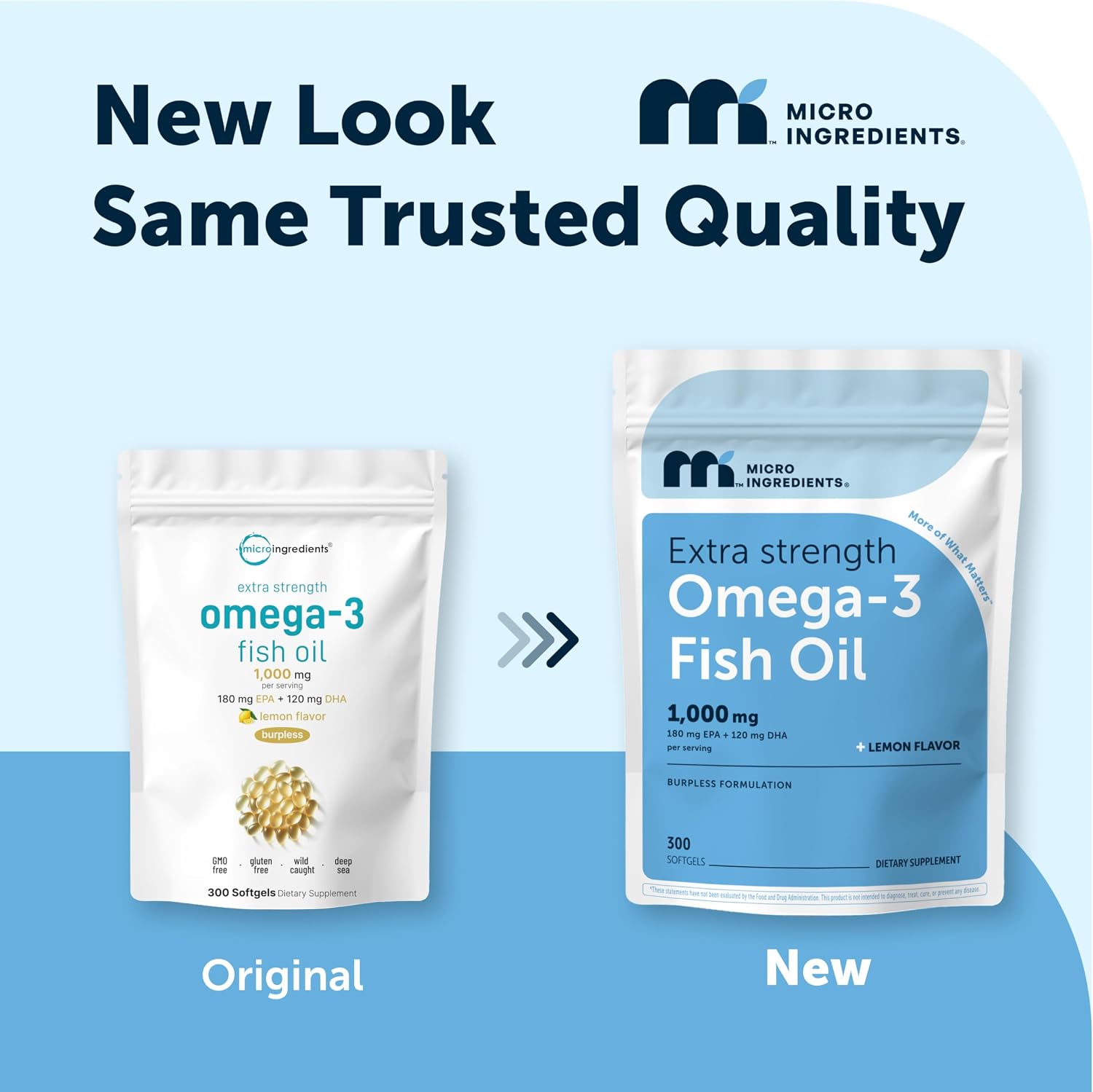 Micro Ingredients Extra Strength* Omega-3 Fish Oil Supplements 1,000mg Per Serving, 300 Softgels | Lemon Flavored | Burpless | EPA 180mg + DHA 120mg | Deep Sea Fish - PrimeBioHealth - canada supplements