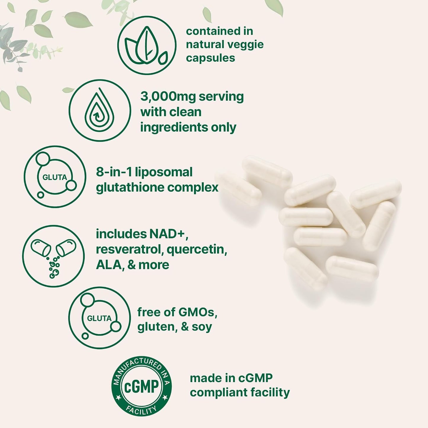 Micro Ingredients Liposomal Reduced Glutathione Complex 3,000mg - 8‑in‑1 Advanced Glutathione Supplement with NAD, Resveratrol, Quercetin, Alpha Lipoic Acid & Vitamin C - 120 Vegetarian Caps - PrimeBioHealth - canada supplements