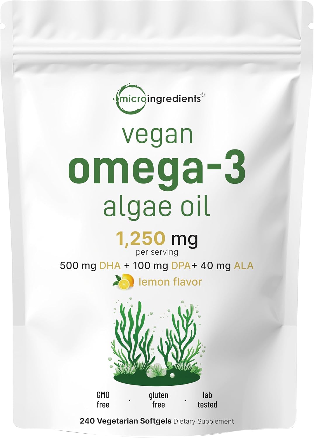 Micro Ingredients Multi Collagen Complex & Vegan Omega 3 Algae Oil Supplement Bundle 2 Pack | Grass-Fed Collagen Peptides | Omega-3 Full Spectrum Alternative to Fish Oil - PrimeBioHealth - canada supplements
