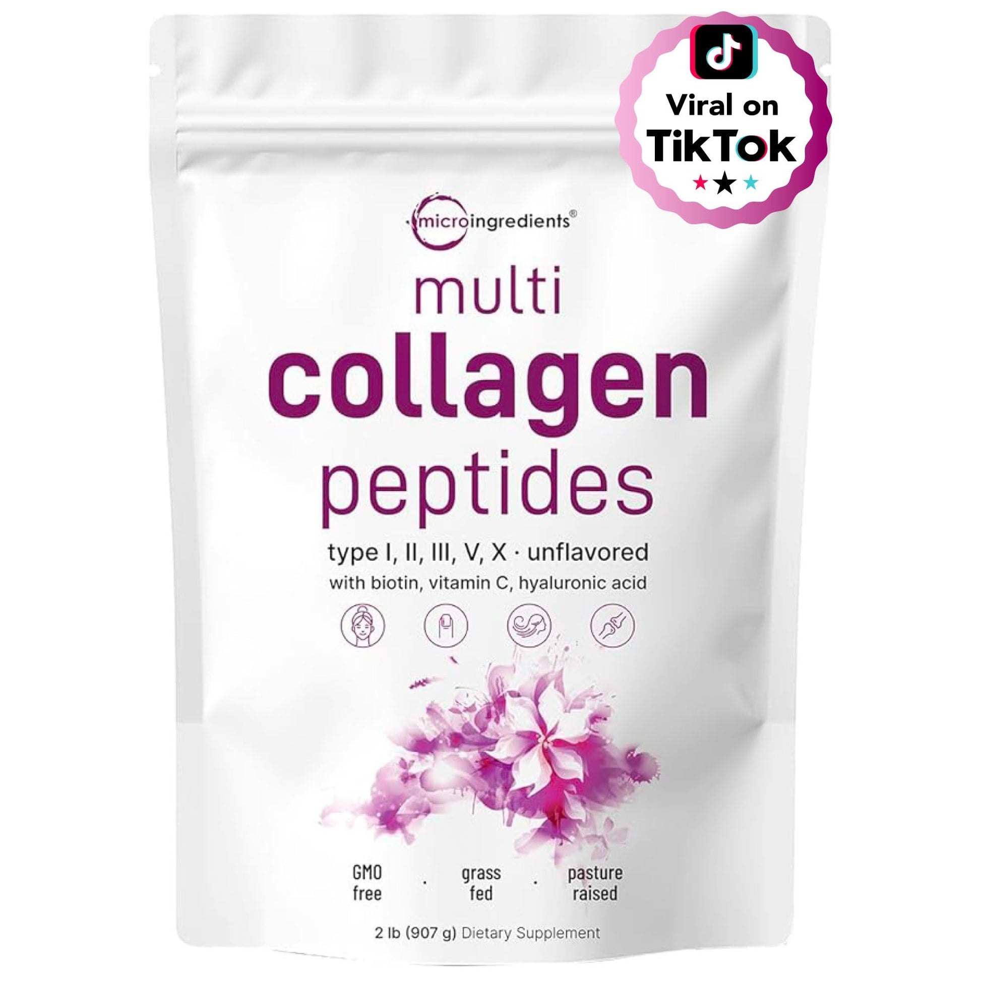 Micro Ingredients Multi Collagen Peptides Powder, 2lb – Hydrolyzed Type I,II,III,V,X with Biotin, Hyaluronic Acid, Vitamin C – Unflavored Collagen for Women & Men - PrimeBioHealth - canada supplements