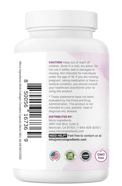 Micro Ingredients Multi Collagen Pills for Women & Men, 240 Capsules | Type I, II, III, V, X | Hydrolyzed Peptides with Biotin, Hyaluronic Acid - PrimeBioHealth - canada supplements