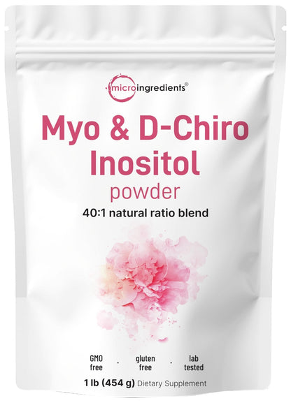 Micro Ingredients Myo-Inositol & D-Chiro Inositol Powder, 1lb (221 Servings) | 40:1 Ideal Ratio Inositol Supplement for Women | Supports Hormonal Balance - PrimeBioHealth - canada supplements